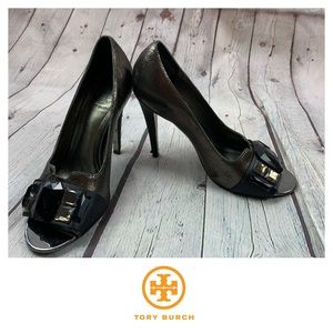 Tory Burch Jewel Embellished Peep Toe Pumps